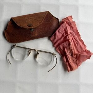 American Optical Rimless Eyeglasses Women OS Gold Fair Vintage Engraved Frame